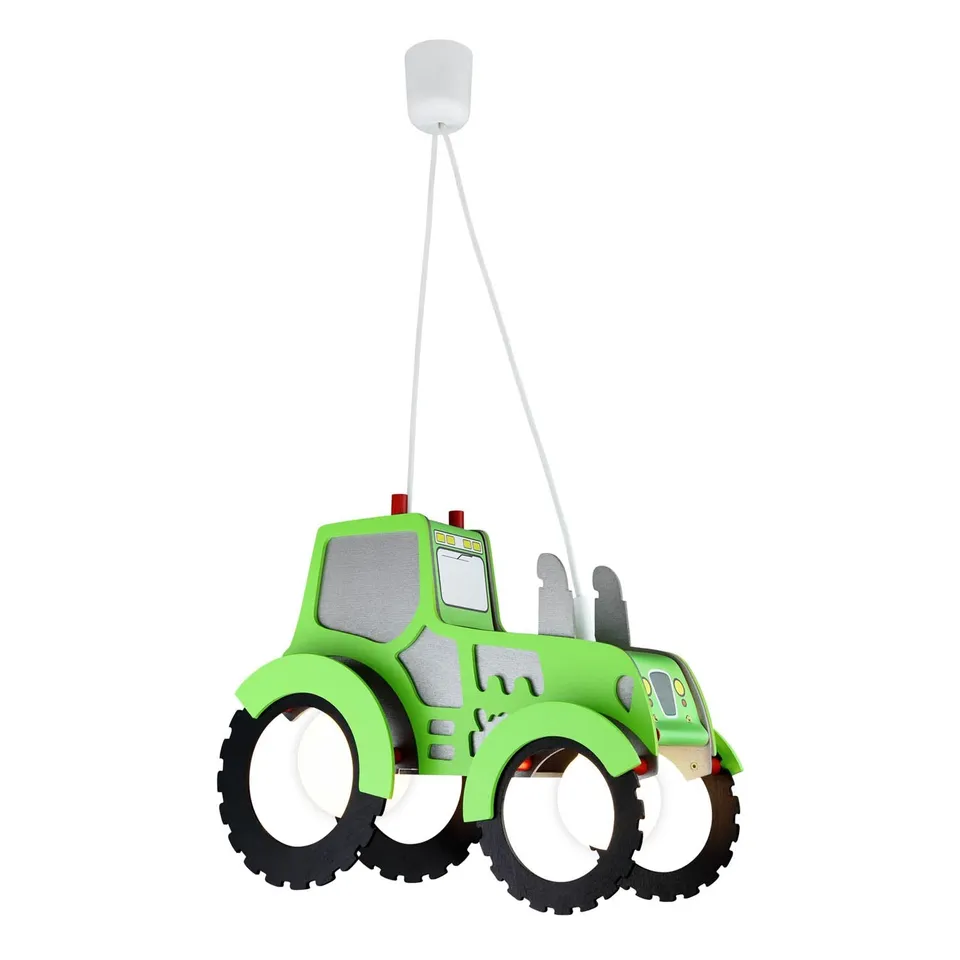 Elobra Traktor Pendelleuchte Kids grün 40 cm 2xE27