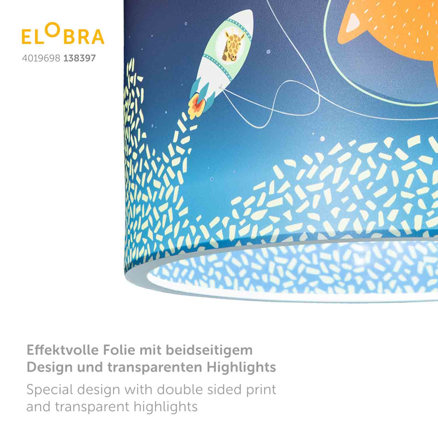 Elobra 25-40 Space Mission Hängeleuchte blau 38 cm