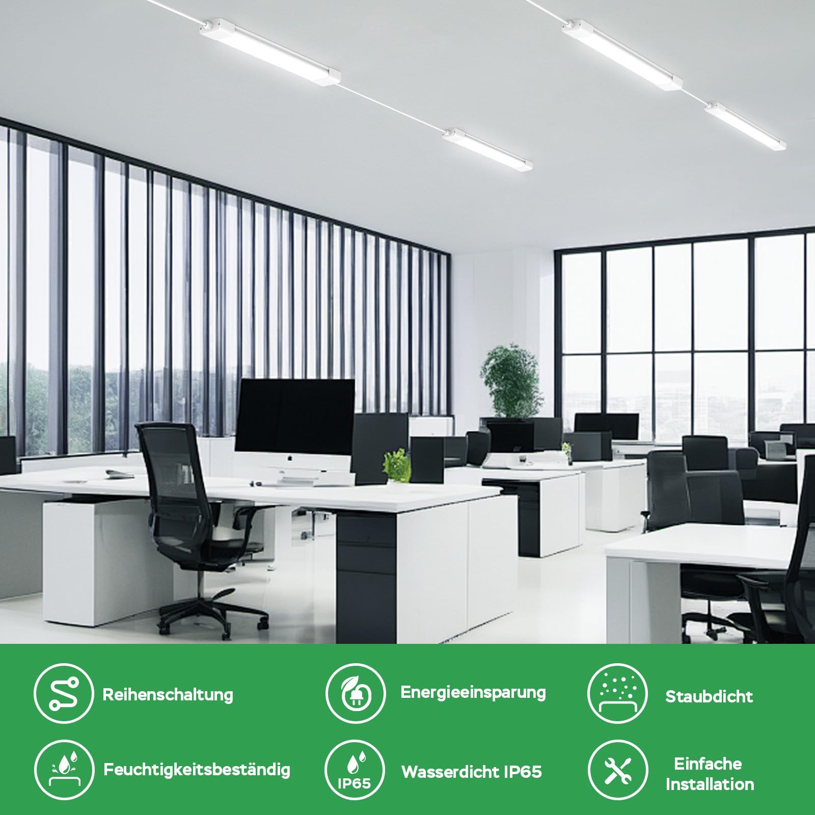 Modlicht LED Feuchtraumleuchte 60cm 18W Wannenleuchte 4000K 1x
