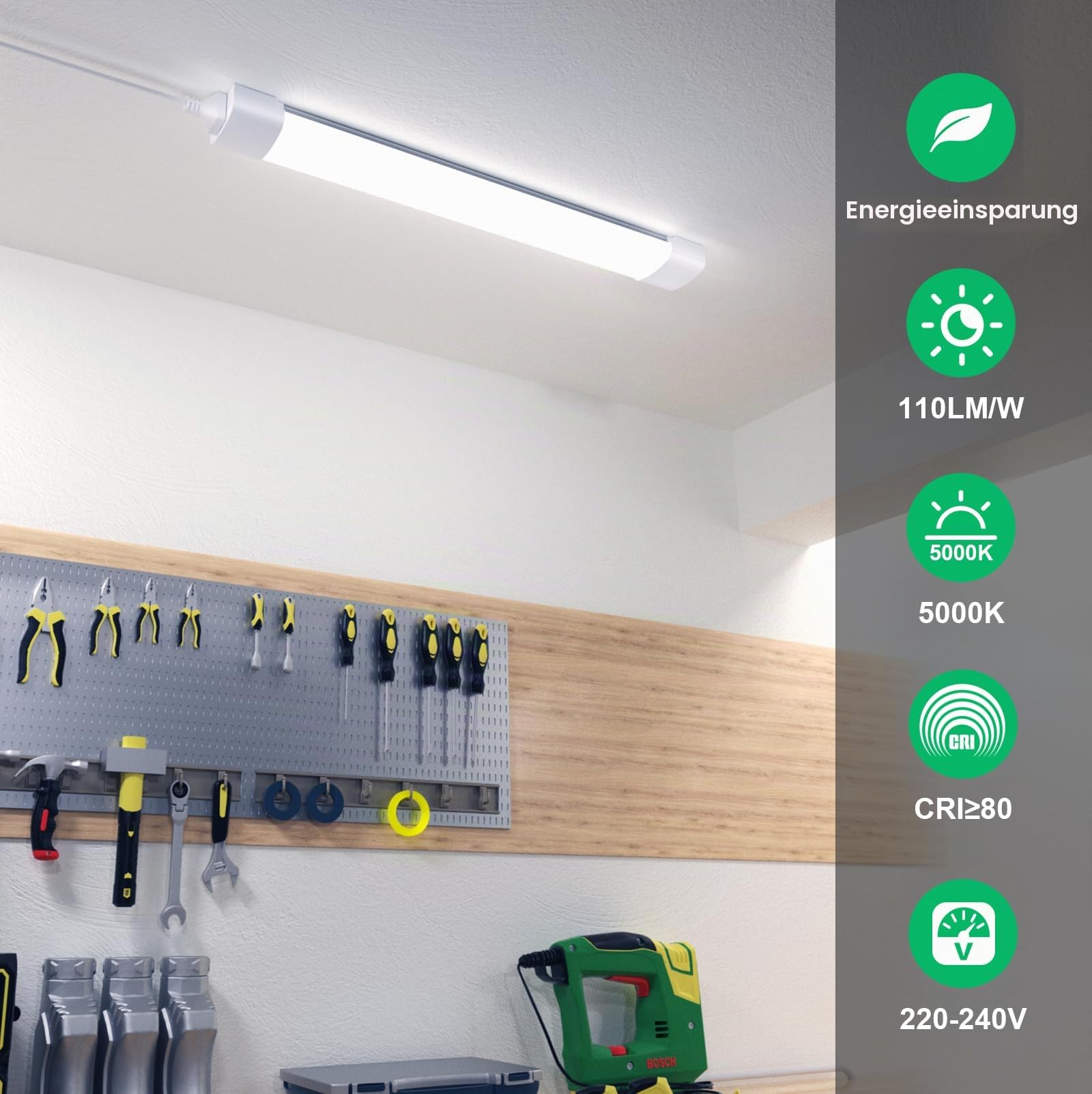 Modlicht LED Feuchtraumleuchte 150cm kaltweiss 4er Set 5000K