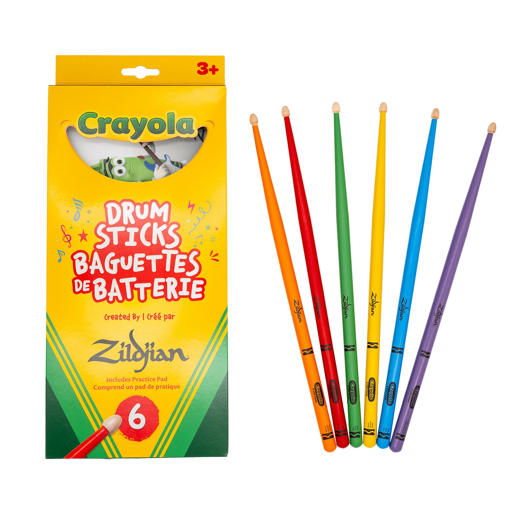 Zildjian Drumsticks x Crayola Pack Kinder 6 Sticks + Pad bunt