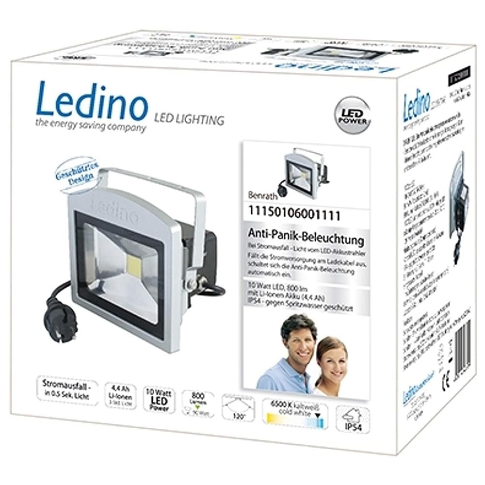 Ledino Benrath LED-Notlichtstrahler 10W 6500K silber
