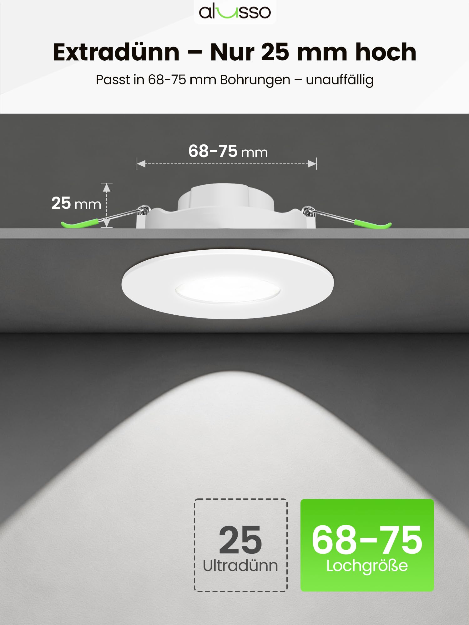 Alusso Einbaustrahler LED 6000K weiß 68-75mm 5W IP44