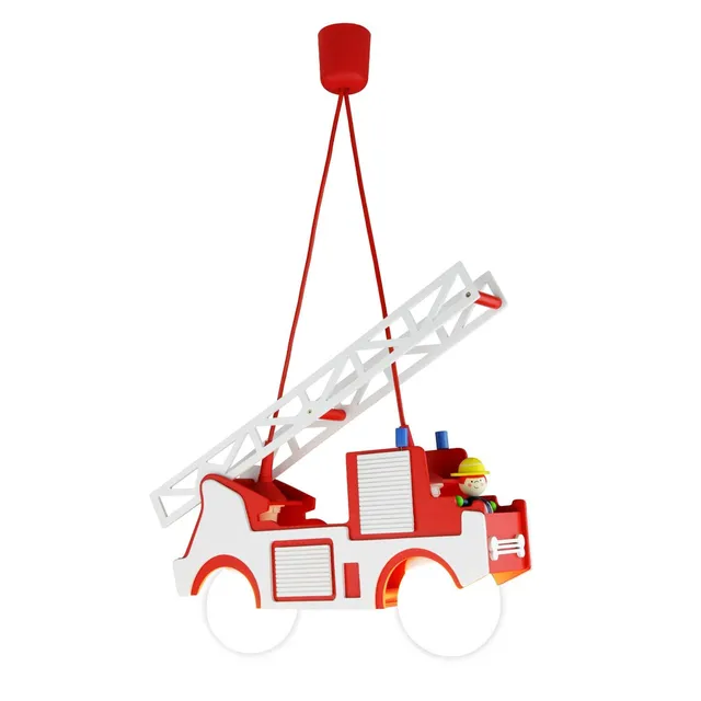 Elobra Kids Feuerwehr Fred Pendelleuchte rot-weiss Holz