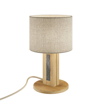 Elobra Chile S Tischlampe Eiche Granit Leinenschirm