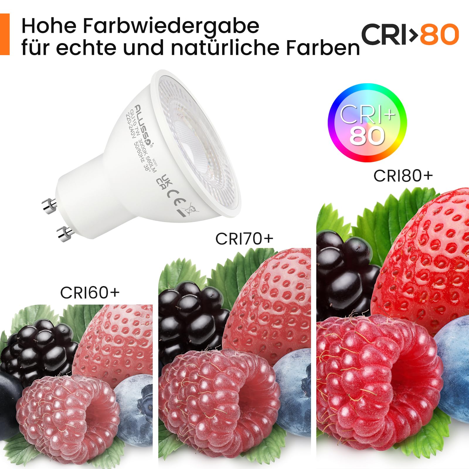Alusso GU10 LED Lampe 7W kaltweiß 6000K 4er-Pack 630lm