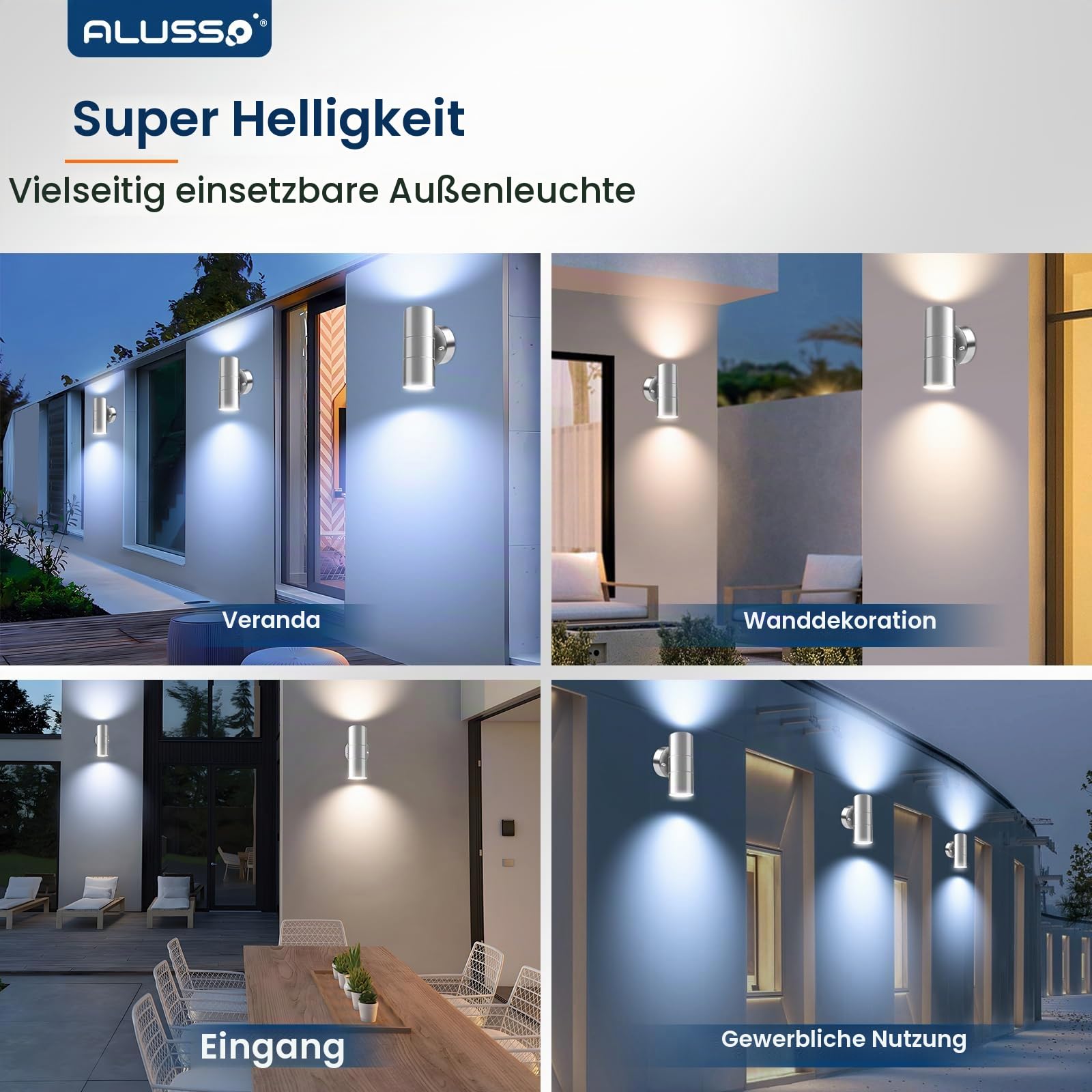 Alusso Security Light Außenleuchte Silber ohne Sensor