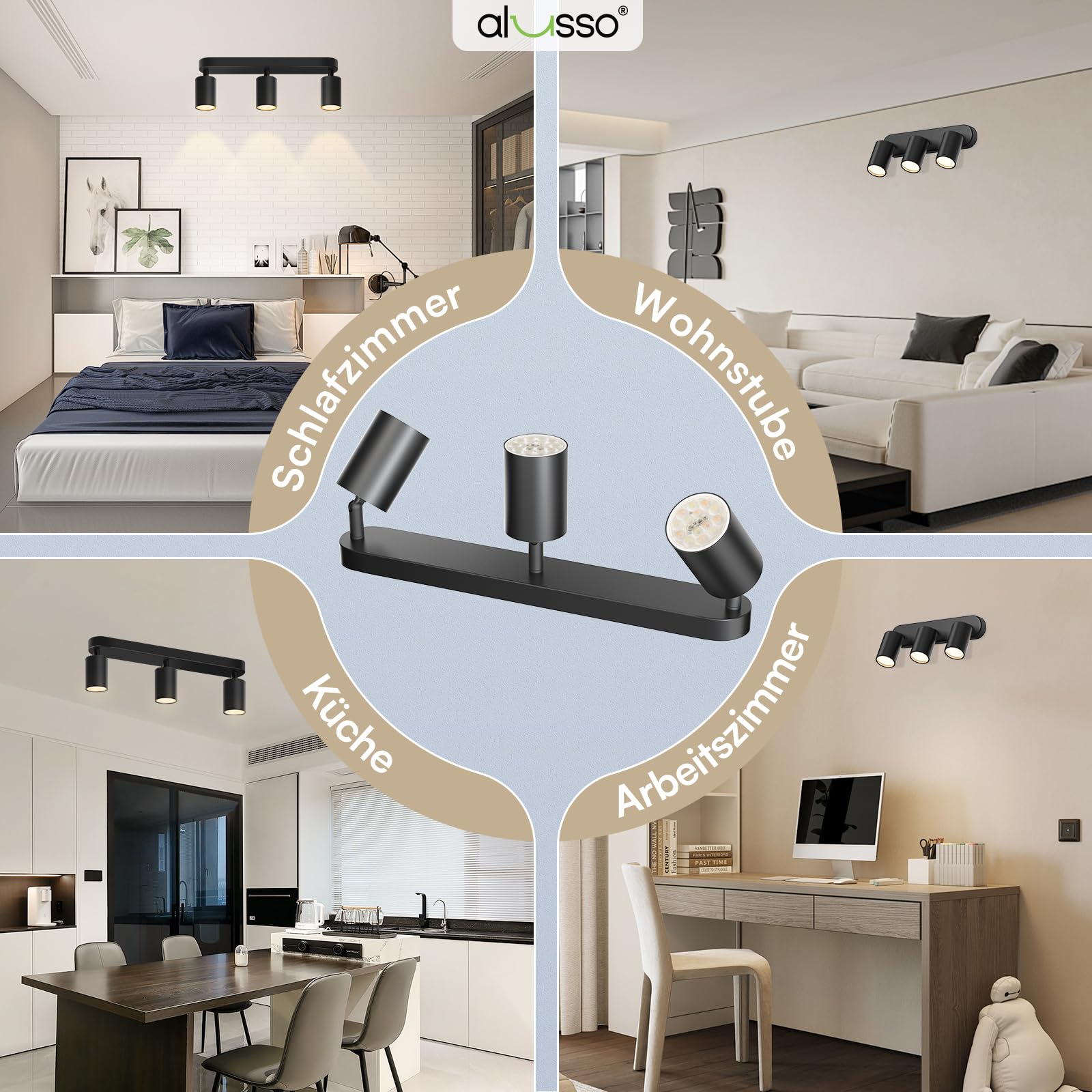 Alusso Recessed Ceiling Light Deckenstrahler 3 flammig GU10
