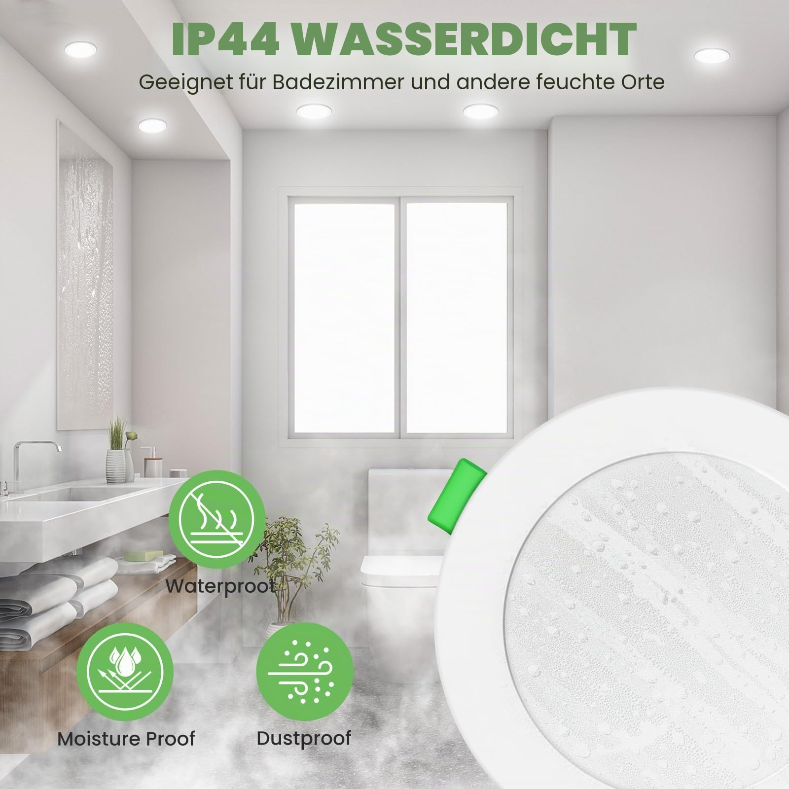 Alusso Einbaustrahler 8W IP44 weiß 6er Set 75-85mm 3CCT