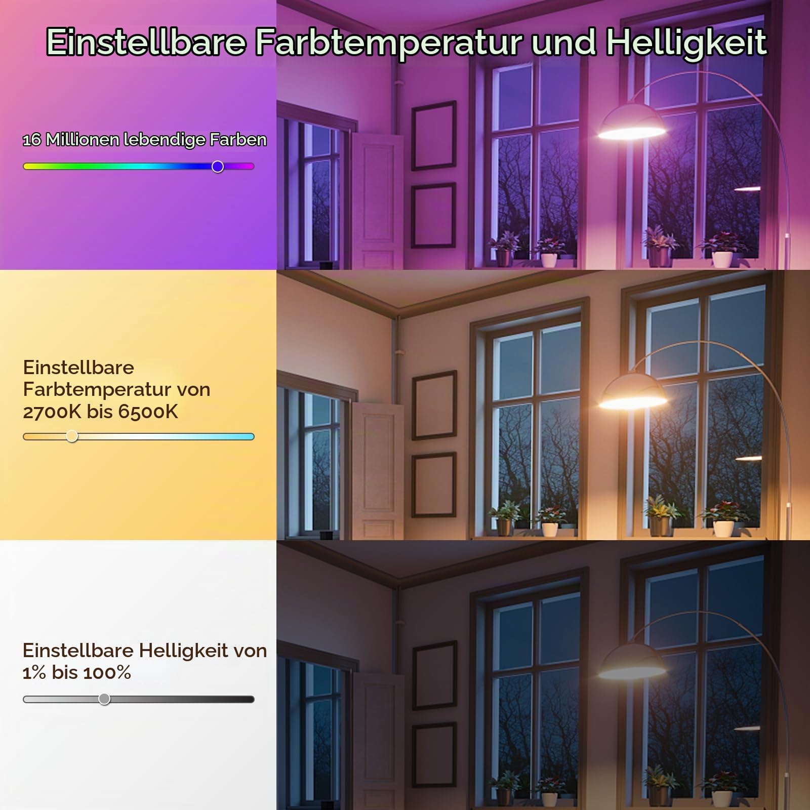 Alusso Smart Glühbirne E27 RGB 10W 2er Set dimmbar