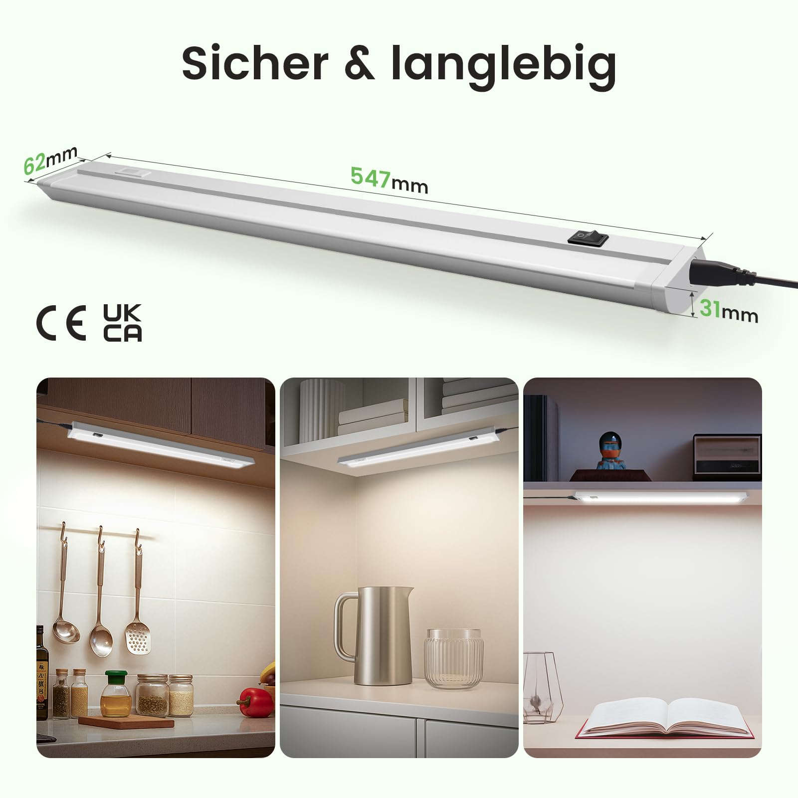 ALUSSO Unterbauleuchte 57cm schwenkbar LED 2 Stück warmweiß