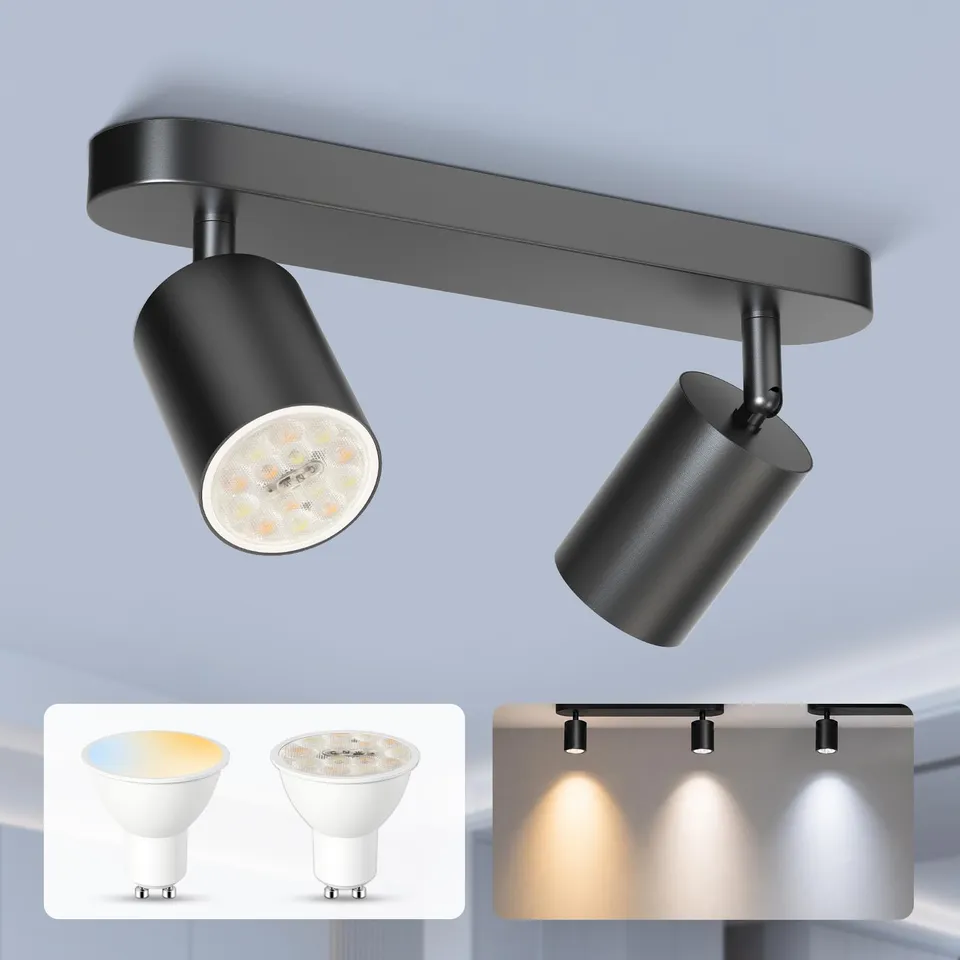 Alusso Recessed Deckenstrahler 2-flammig Schwarz GU10 1er-Set