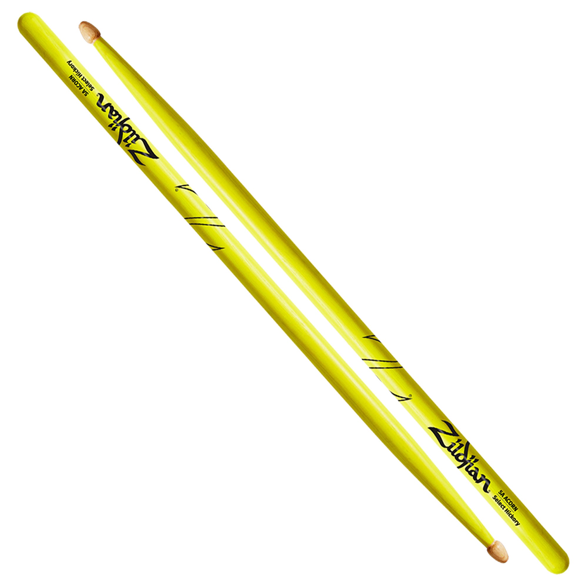 Zildjian 5A Acorn Drumsticks Neon Yellow Hickory