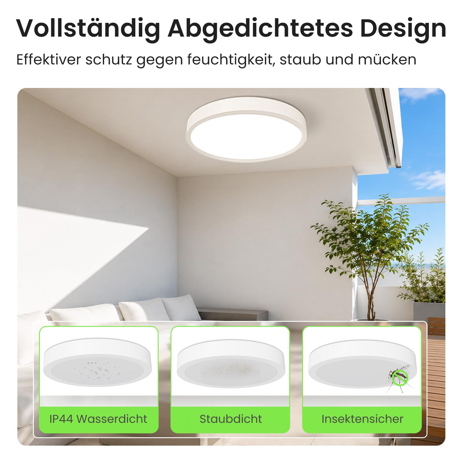 Alusso Deckenleuchte LED rund 1980lm 3CCT weiß IP44