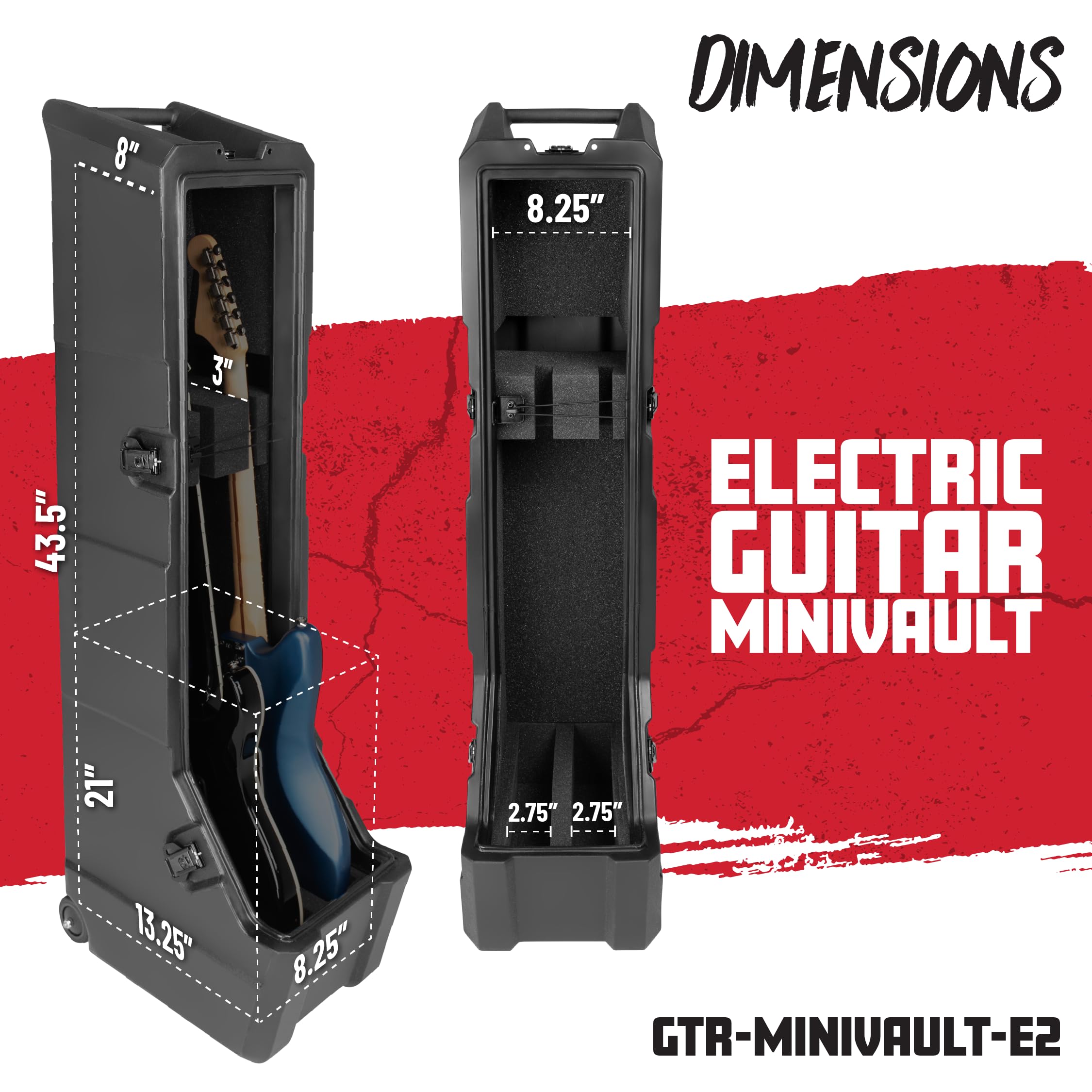 Gator Guitar GTR-MINIVAULT-E2 Flightcase 2 E-Gitarren schwarz