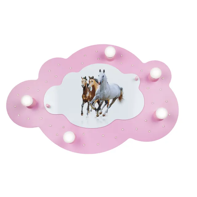 Elobra Kids Bildwolke Pferde Deckenleuchte rosa 75 cm