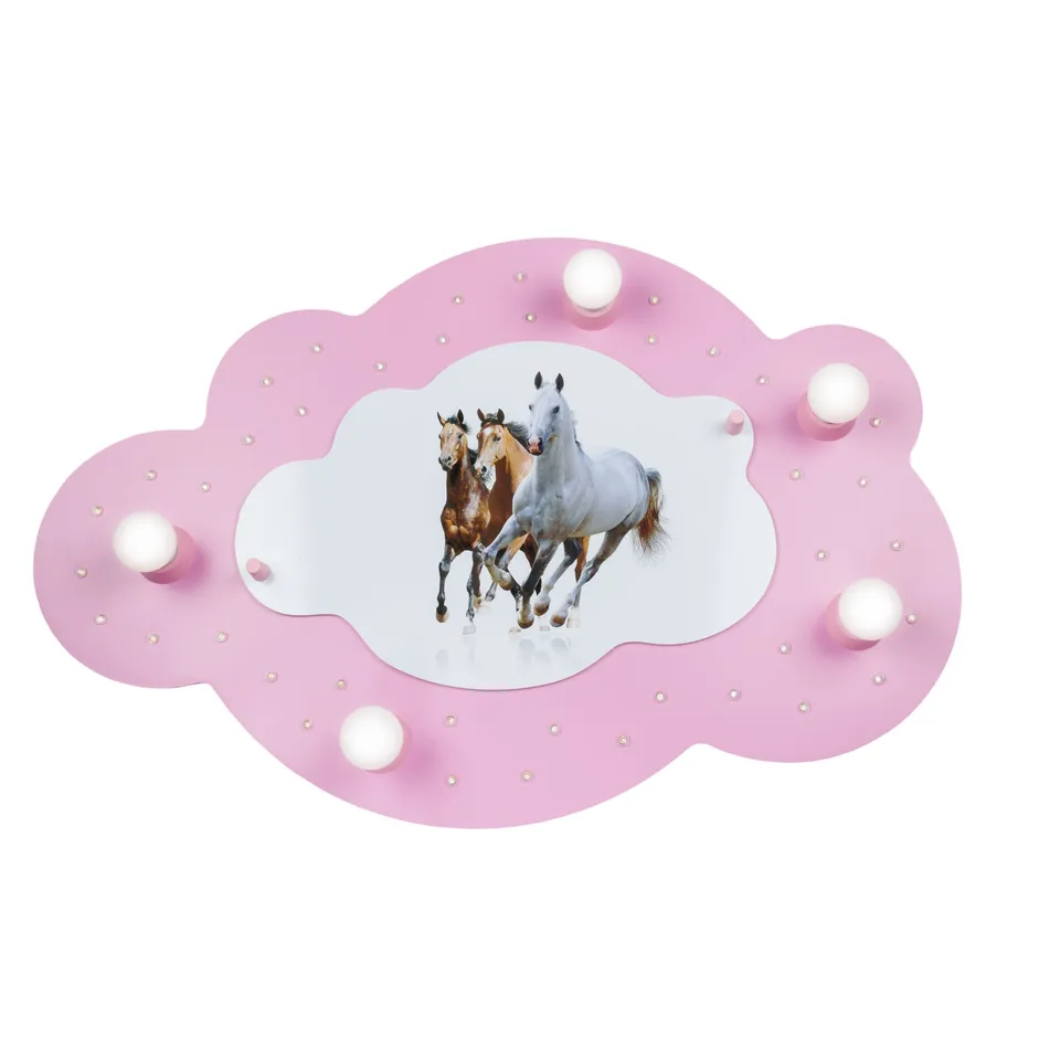 Elobra Kids Bildwolke Pferde Deckenleuchte rosa 75 cm