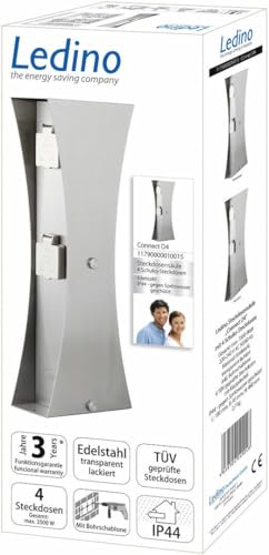Ledino Ledar Connect D4 Steckdosensäule Edelstahl 4-fach Outdoor