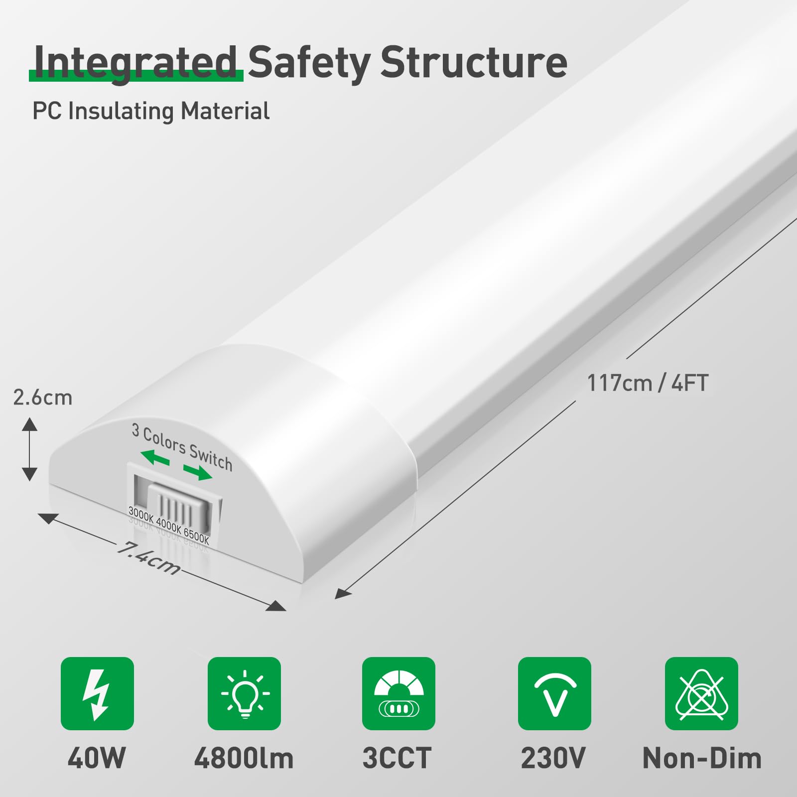 Alusso LED Röhre 117cm 40W 2er Set 3CCT IP20
