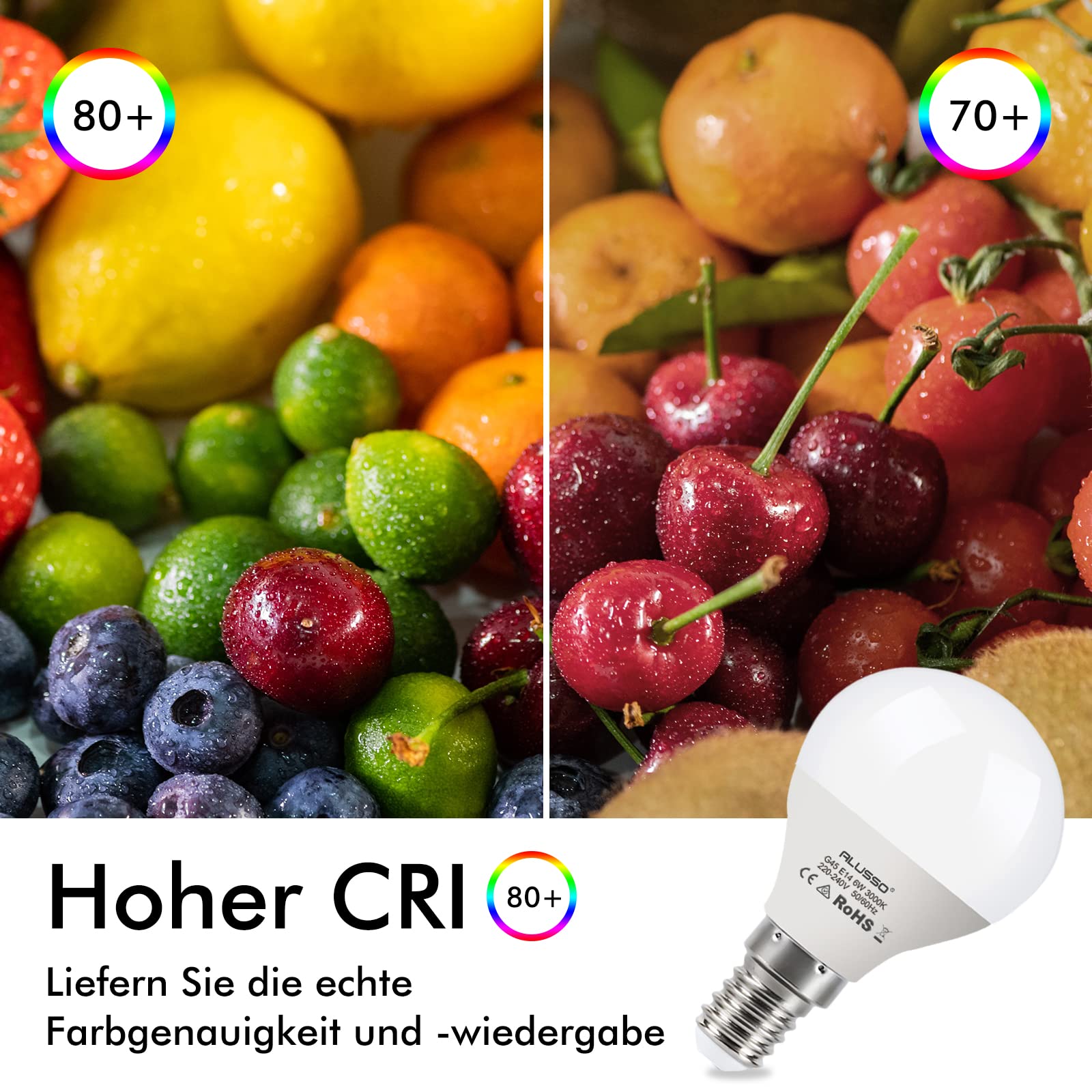 Alusso E14 LED Lampe 6W Warmweiß 10 Stück 540lm