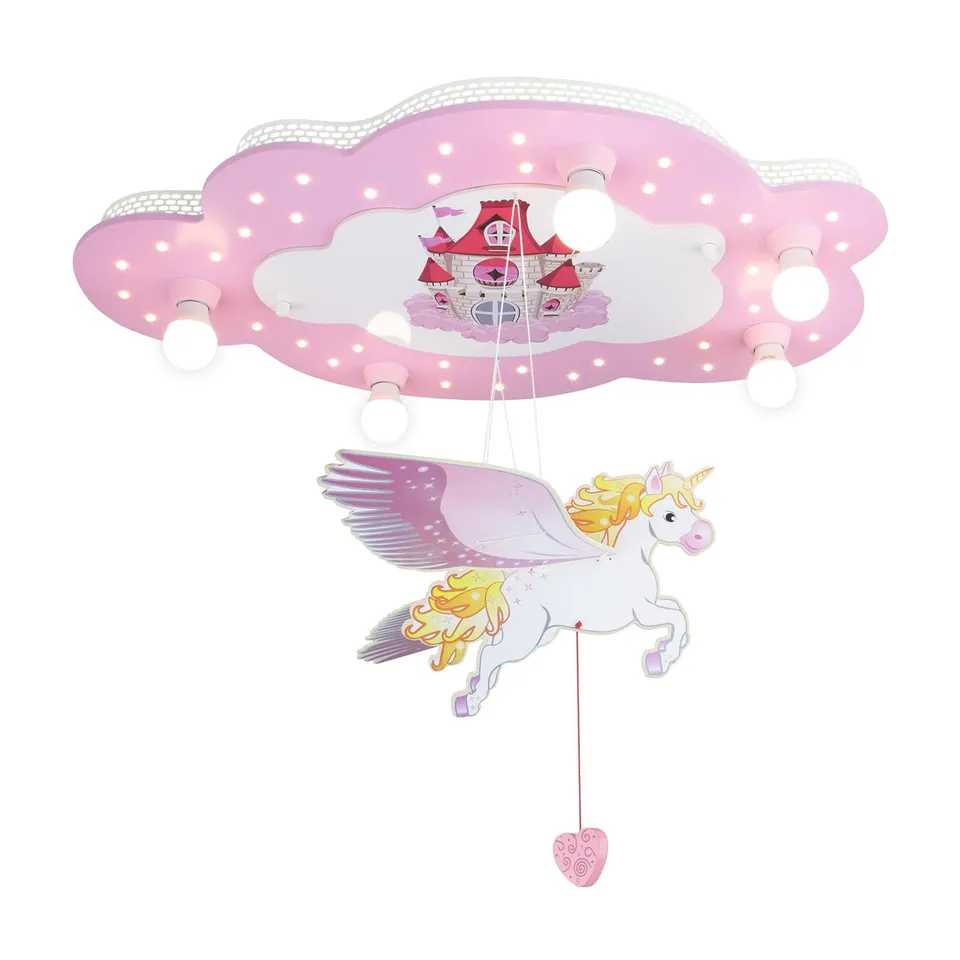 Elobra Kids Schloss Einhorn Bildwolke Deckenleuchte rosa
