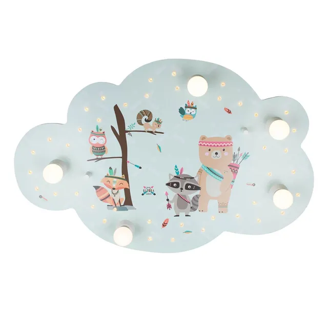 Elobra Kids Little Indians Deckenleuchte Holz mint Nachtlicht