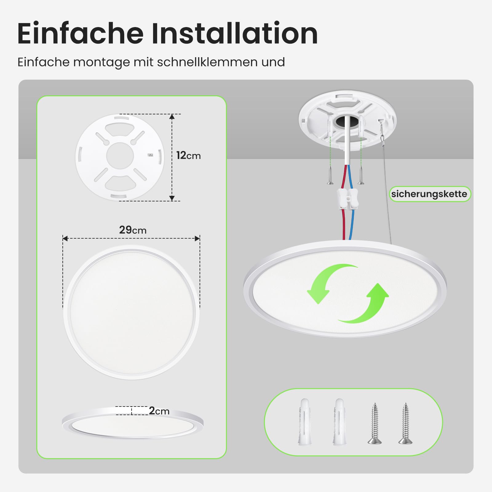 Alusso Recessed Ceiling Light Deckenleuchte 24W Ø29cm warmweiß