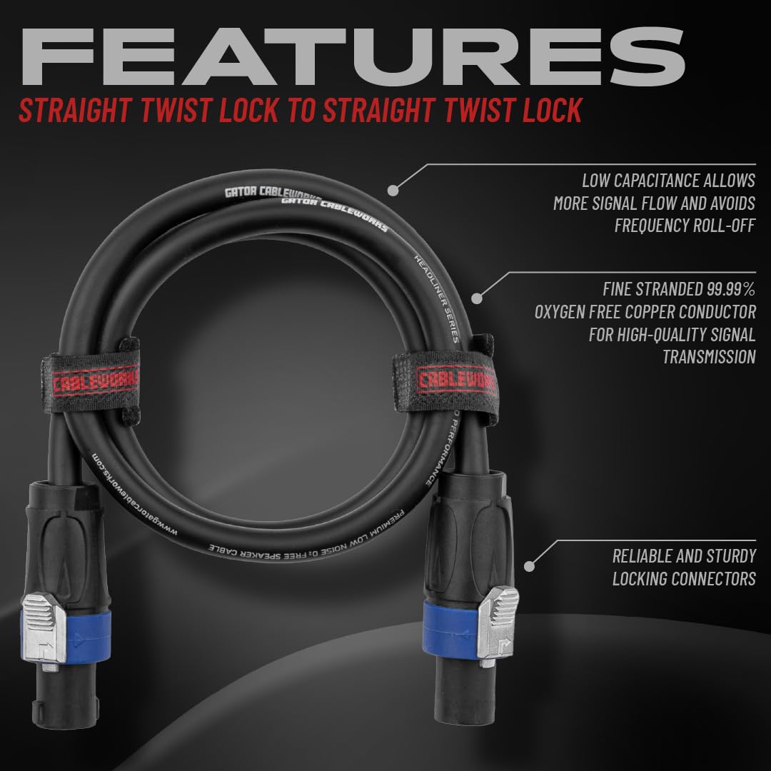 Gator Cables GCWH-SPK-03-2TL Lautsprecherkabel 0,9m Twist-Lock