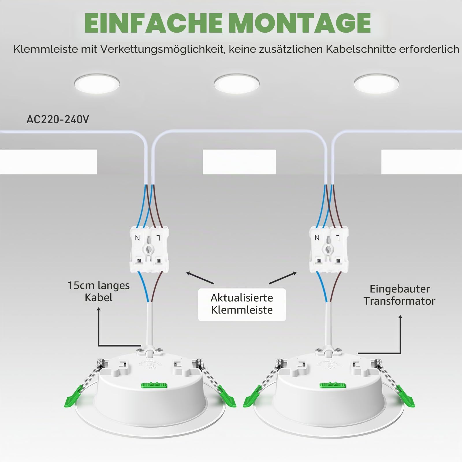 Alusso Einbaustrahler 8W IP44 weiß 6er Set 75-85mm 3CCT
