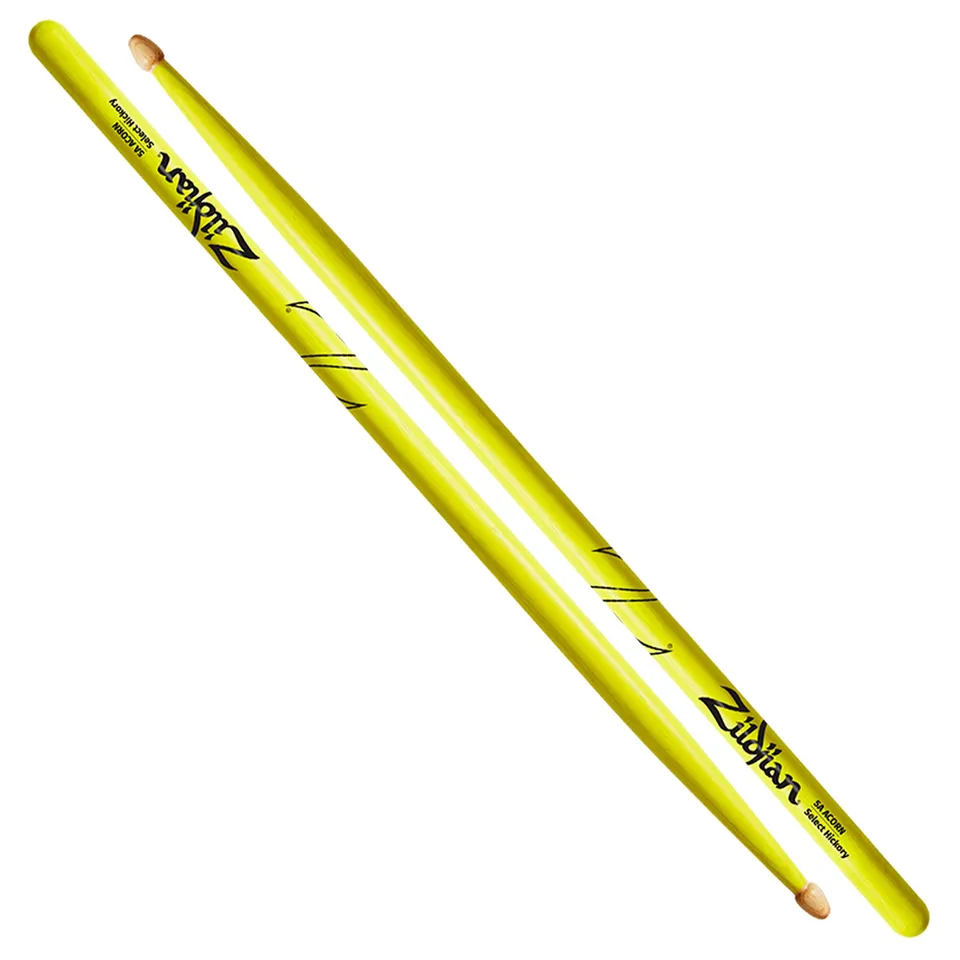 Zildjian 5A Acorn Drumsticks Neon Yellow Hickory