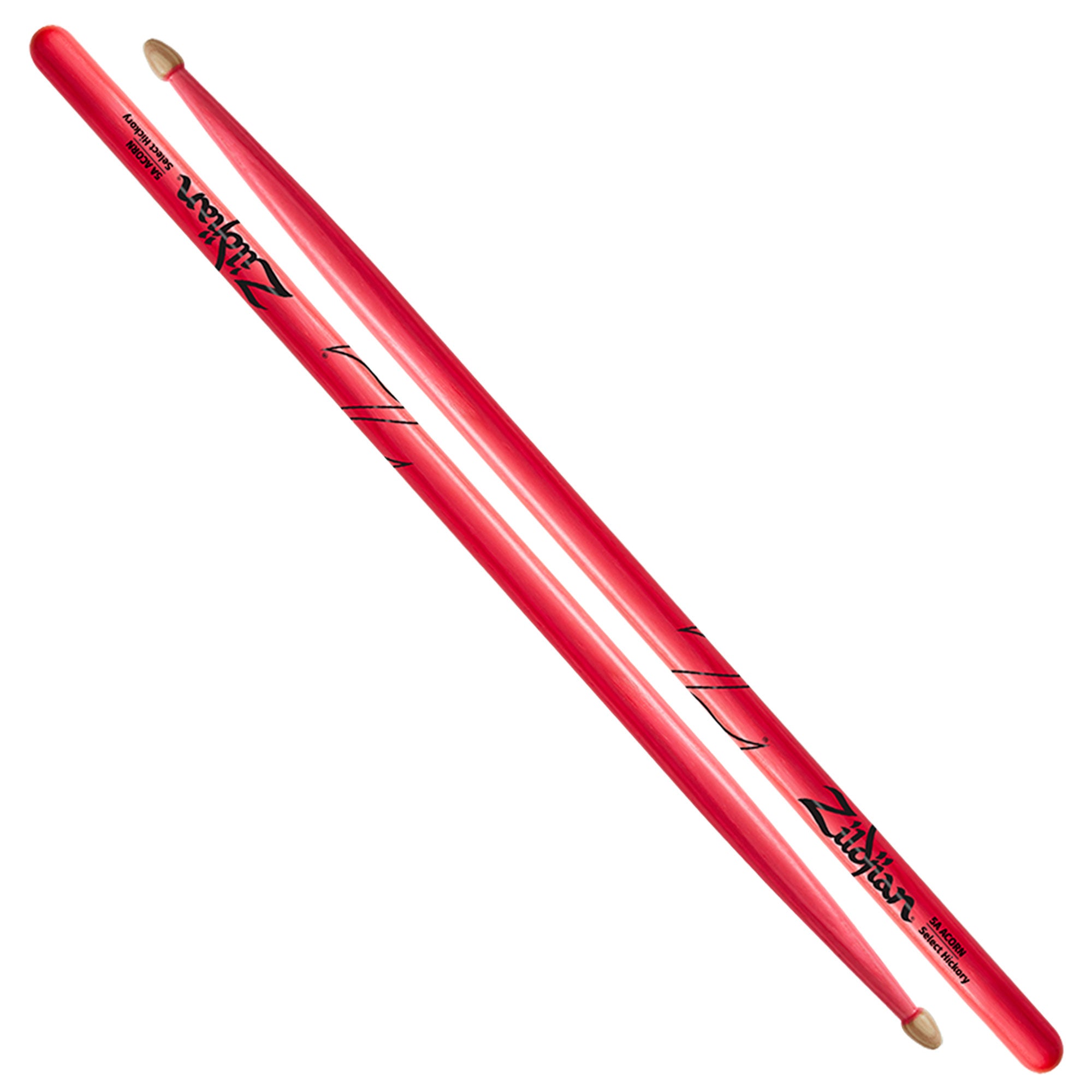 Zildjian 5A Acorn Neon Pink Drumsticks Hickory