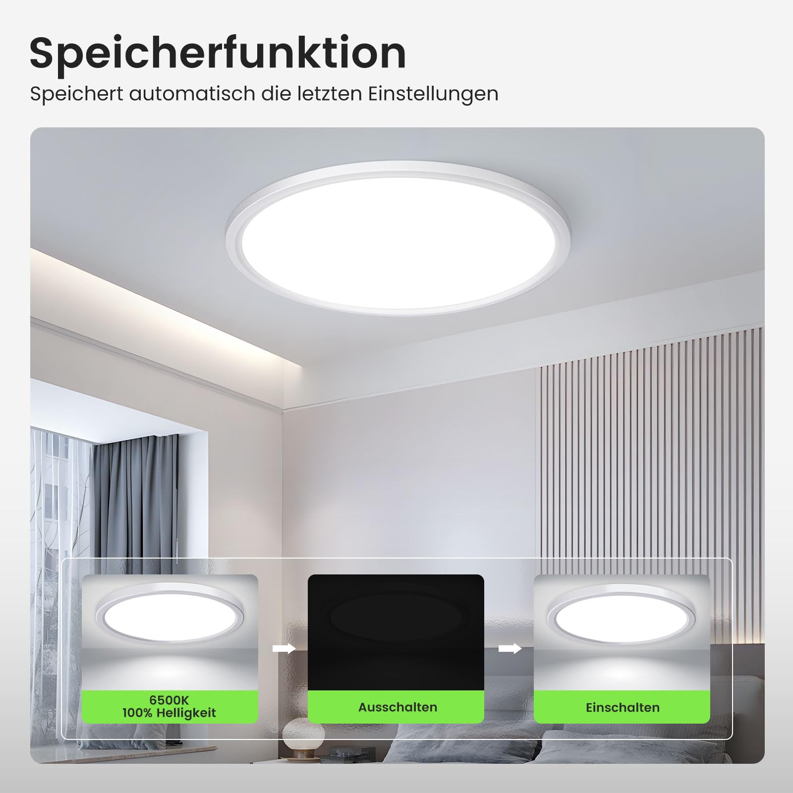 ALUSSO Deckenleuchte 24W LED Flach Fernbedienung Weiß