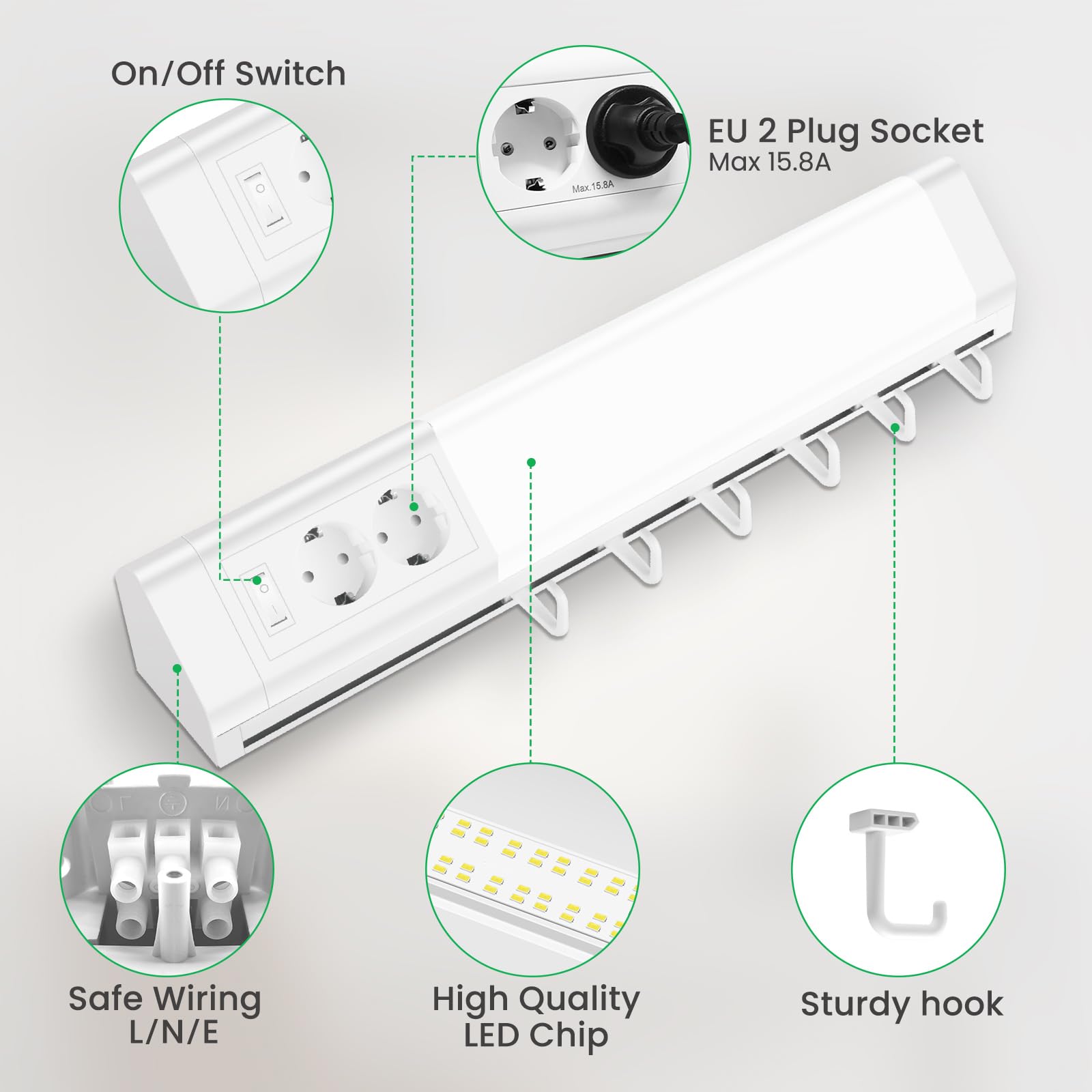 Alusso Cabinet Light Unterbauleuchte 77cm mit 2 Steckdosen 4000K