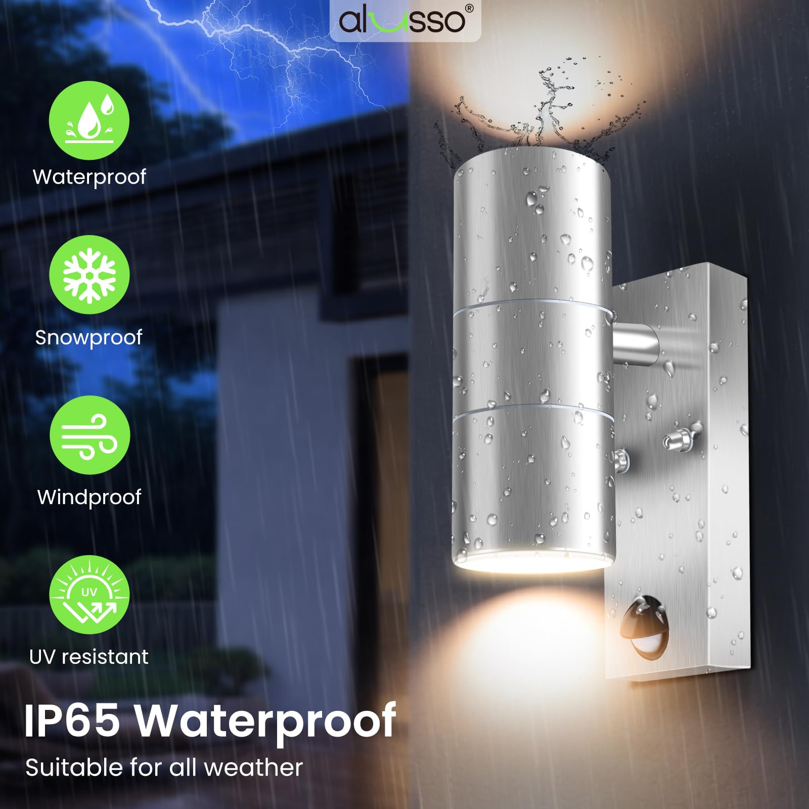 Alusso Security Light Außenlampe Sensor Silber GU10