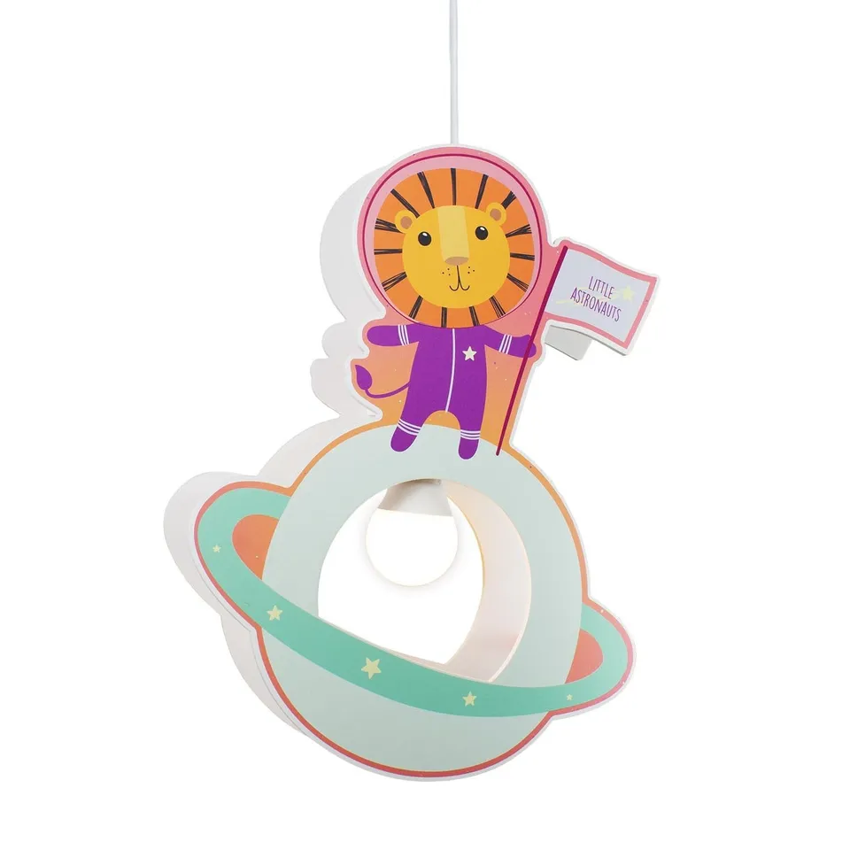 Elobra Little Astronauts Löwe Pendelleuchte Holz lila-mint