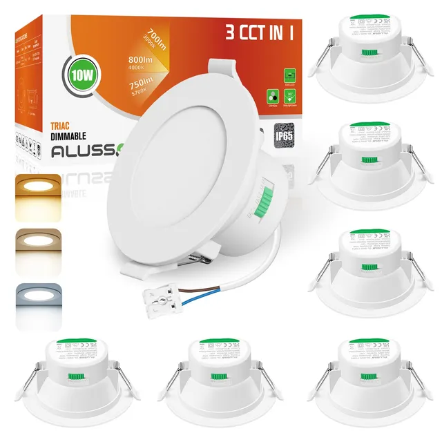Alusso Einbaustrahler LED 10W IP65 dimmbar 6er Set 3 Lichtfarben