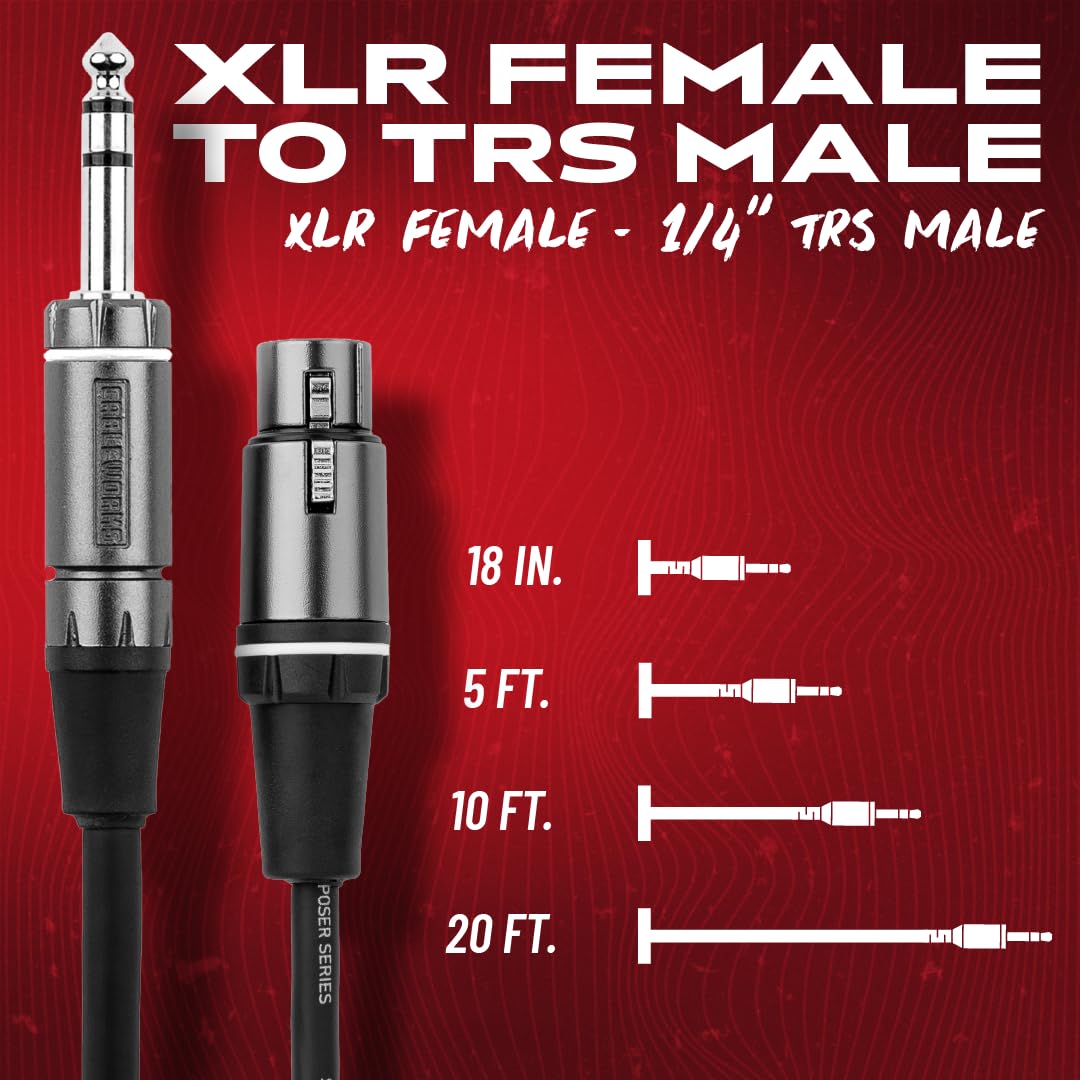 Gator Cableworks GCWC-XLR-10FTRS Mikrofonkabel 3 m XLR-TRS symmetrisch