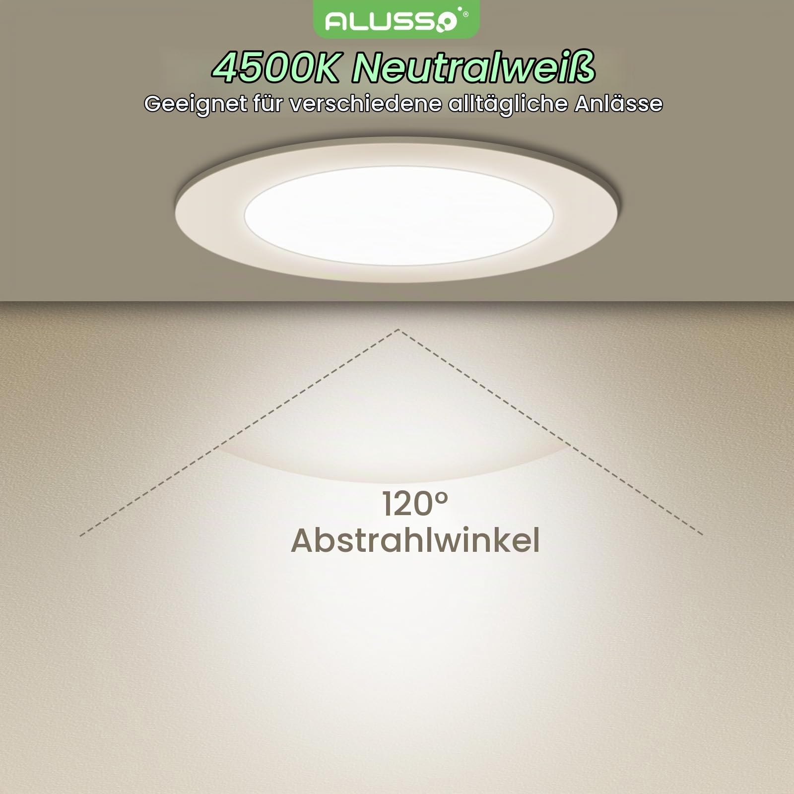 Alusso Einbaustrahler 5W Neutralweiss 4500K 6er Set IP44
