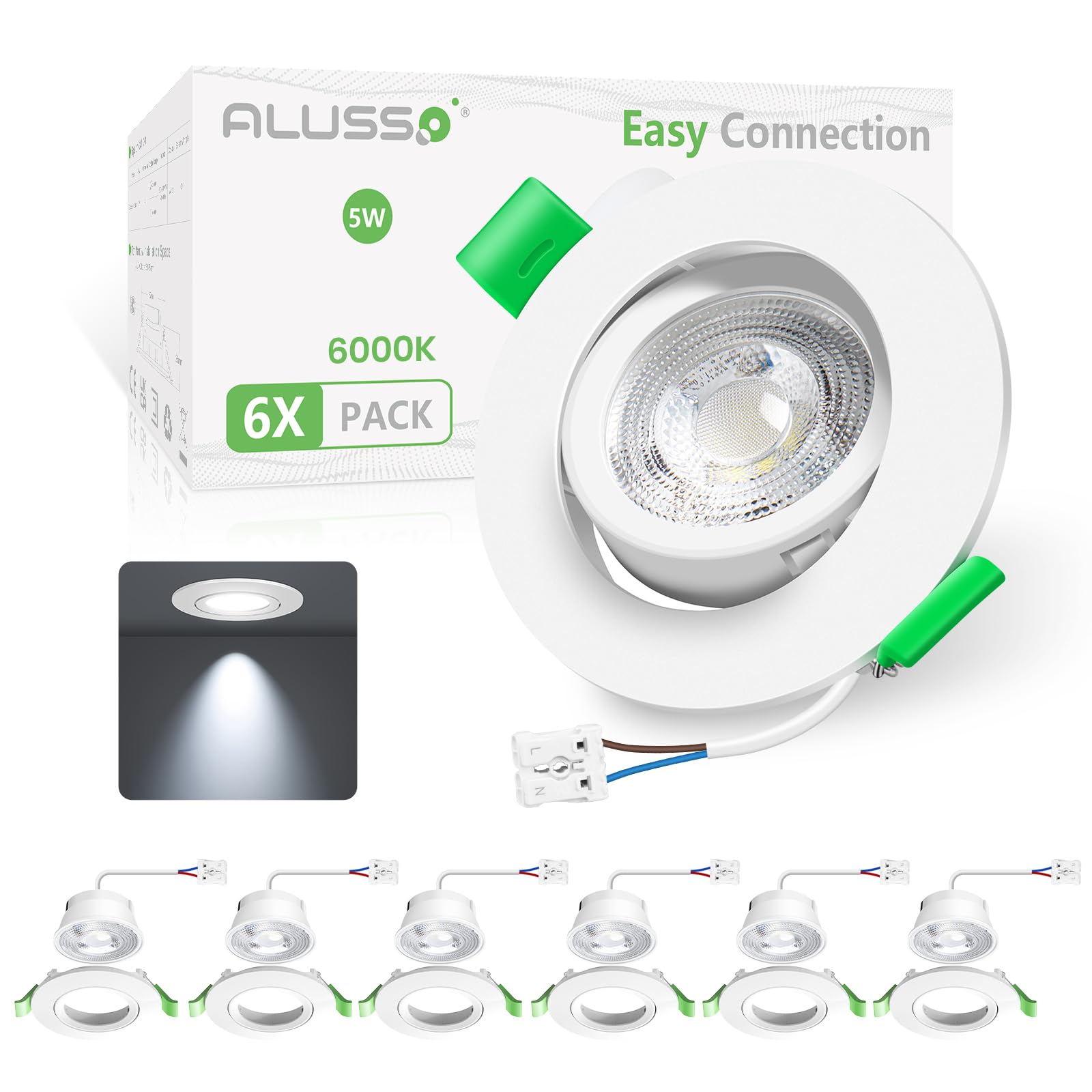 Alusso Einbaustrahler LED 6000K weiß 68-75mm 5W IP44