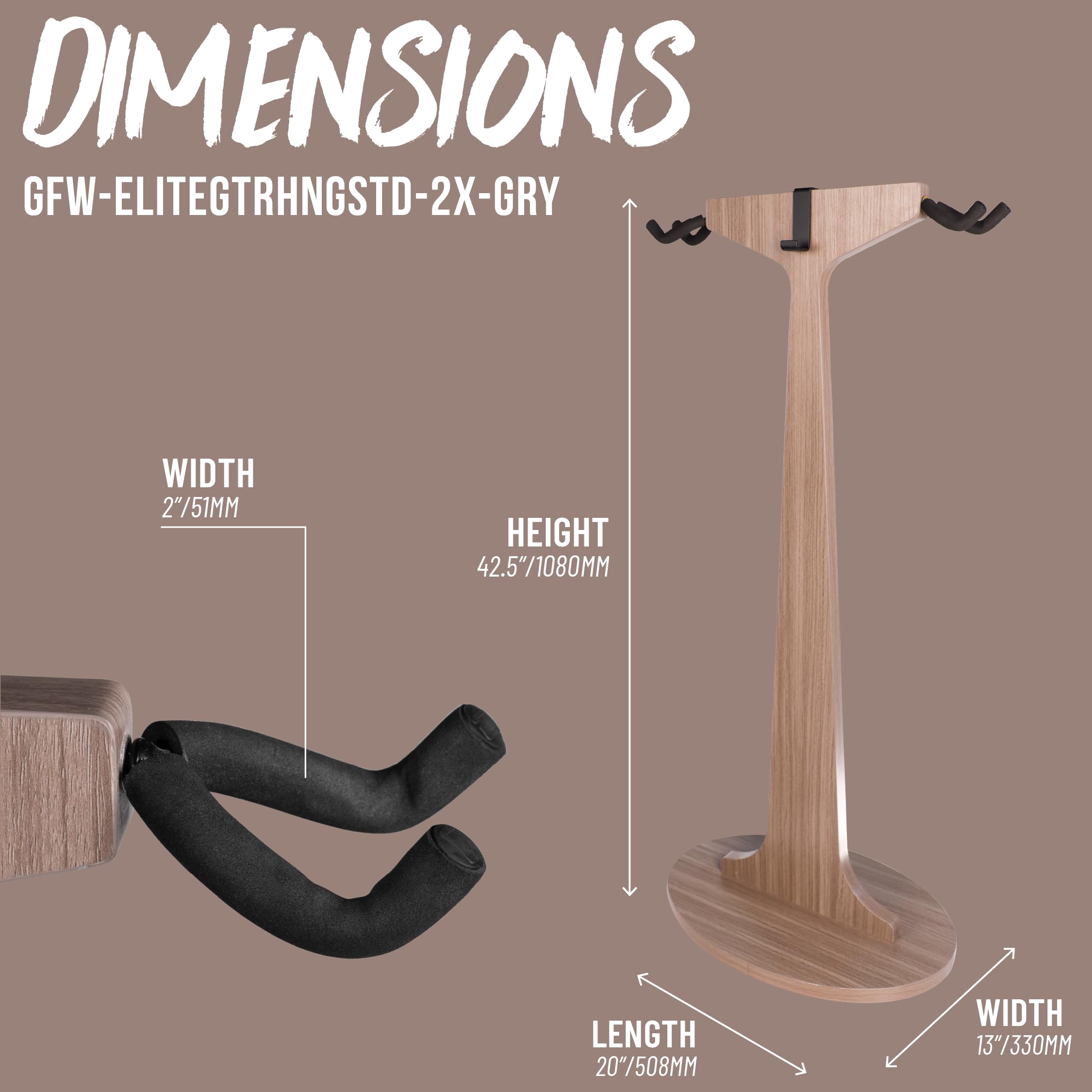 Gator Frameworks Elite Gitarrenständer 2-fach Driftwood Grey Holz
