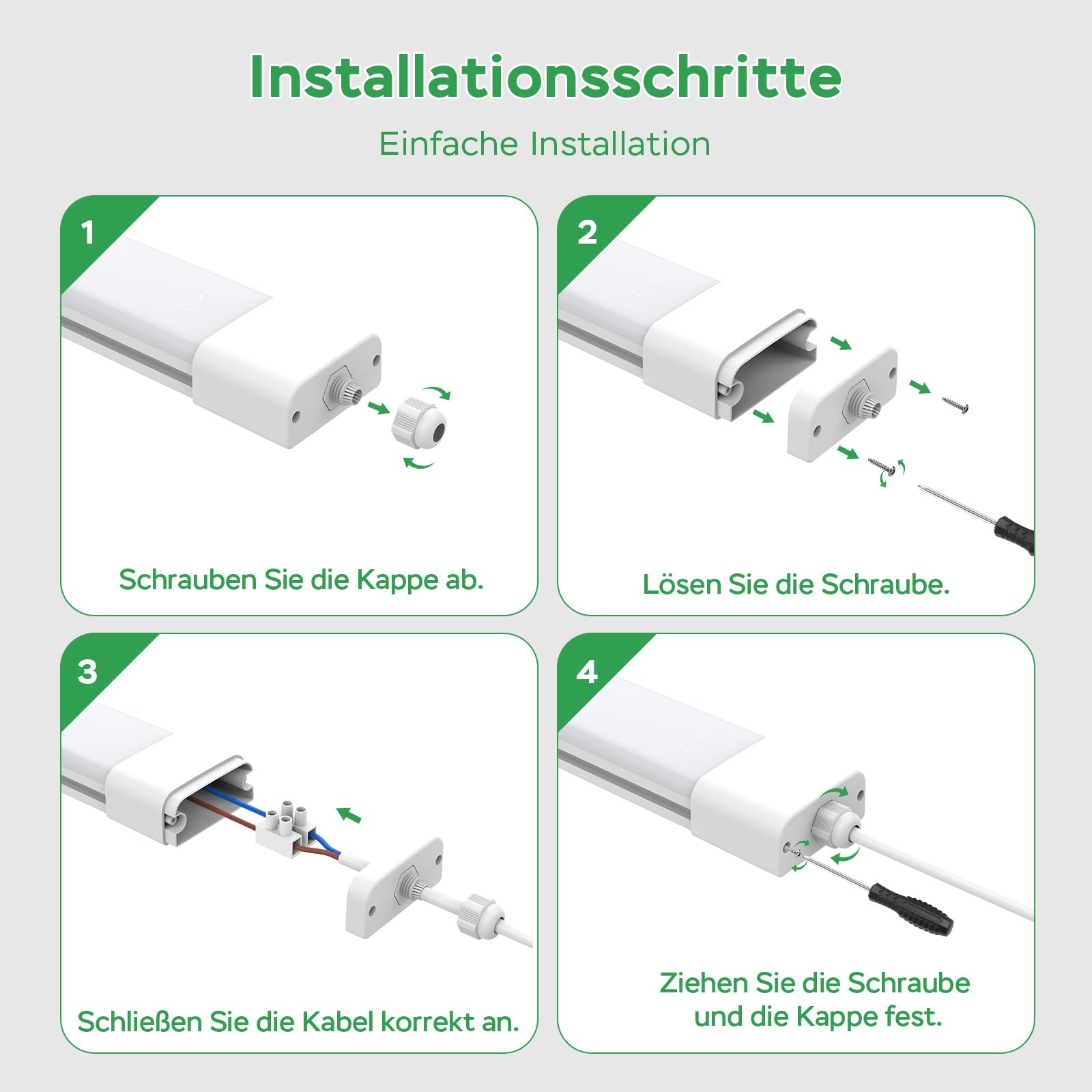 Modlicht LED Feuchtraumleuchte 60cm 18W Wannenleuchte 4000K 1x