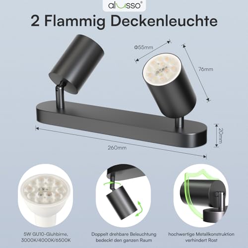 Alusso Recessed Ceiling Light Deckenstrahler 2 flammig GU10