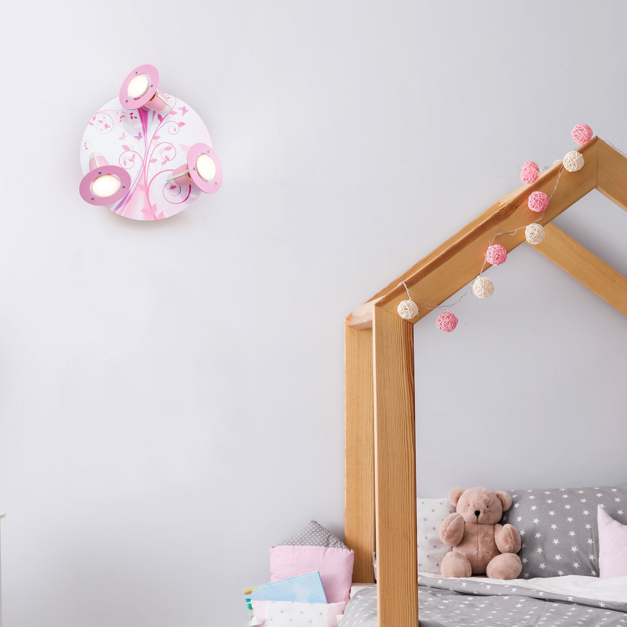 Elobra Kids Phantasie 3er Spot Rondell Deckenleuchte rosa