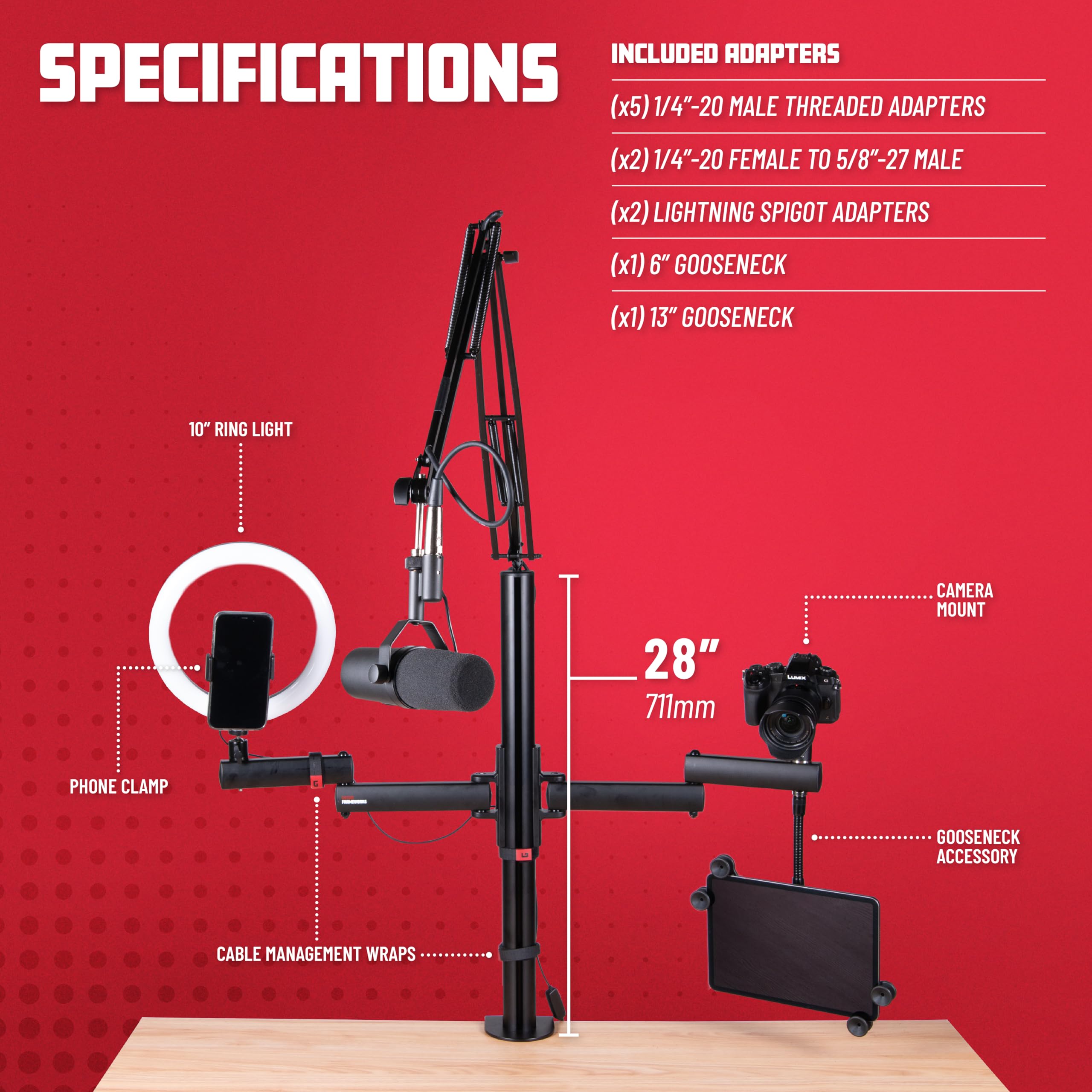 Gator Podcast Creator Tree Stativ mit Ringlicht 10 Zoll