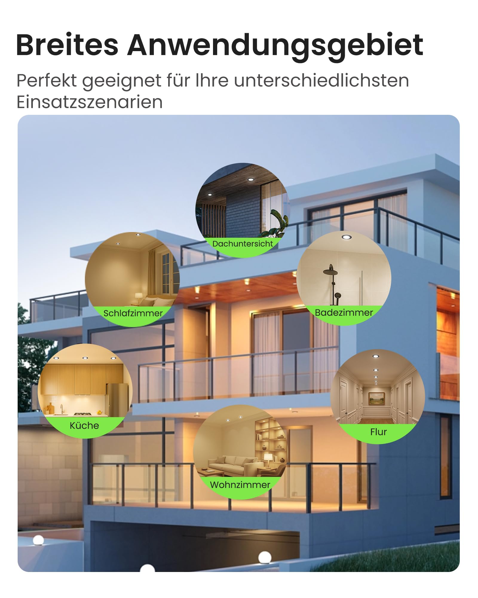 ALUSSO Einbaustrahler LED 68-78mm 5W dimmbar 10er Set 3CCT