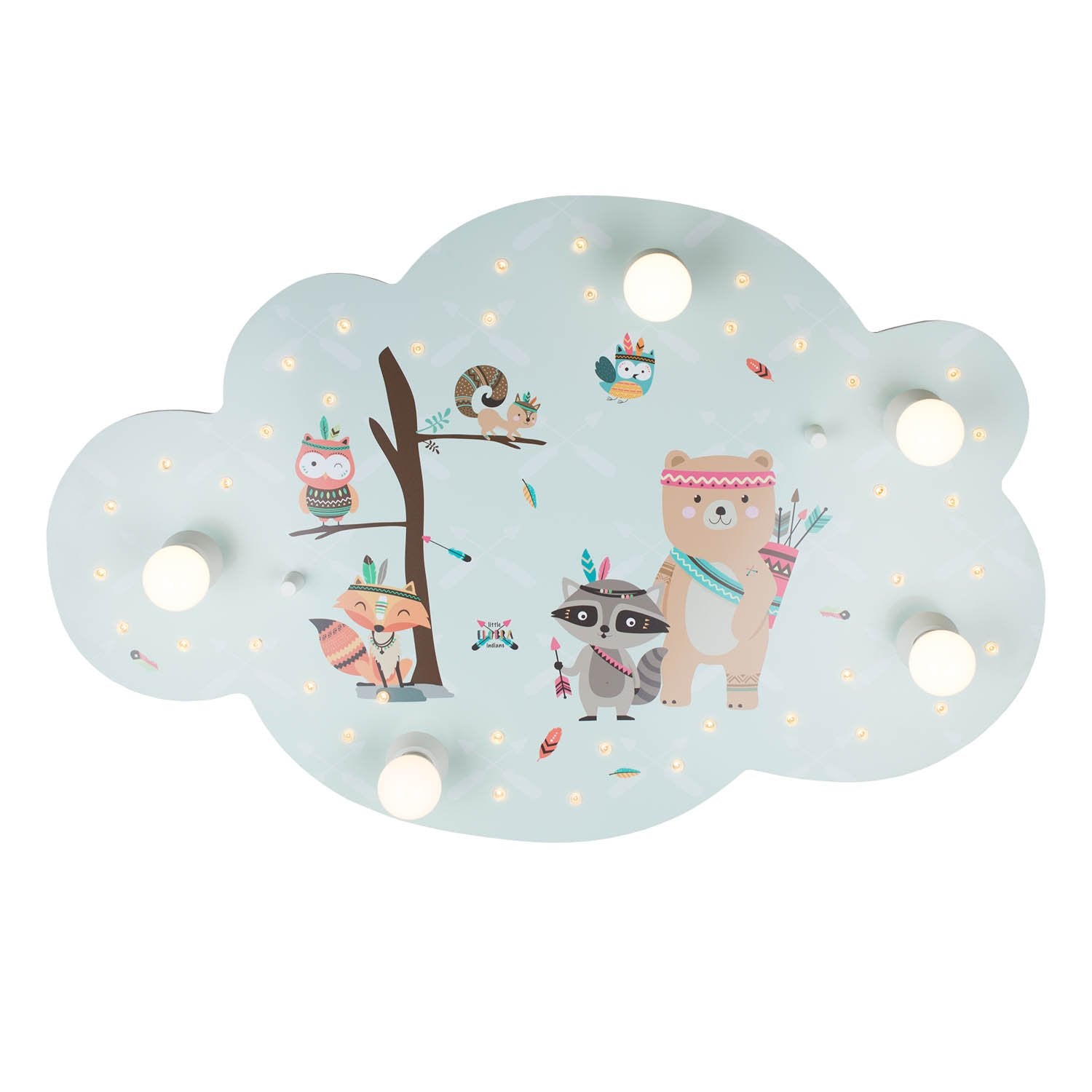 Elobra Kids Little Indians Deckenleuchte Holz mint Nachtlicht