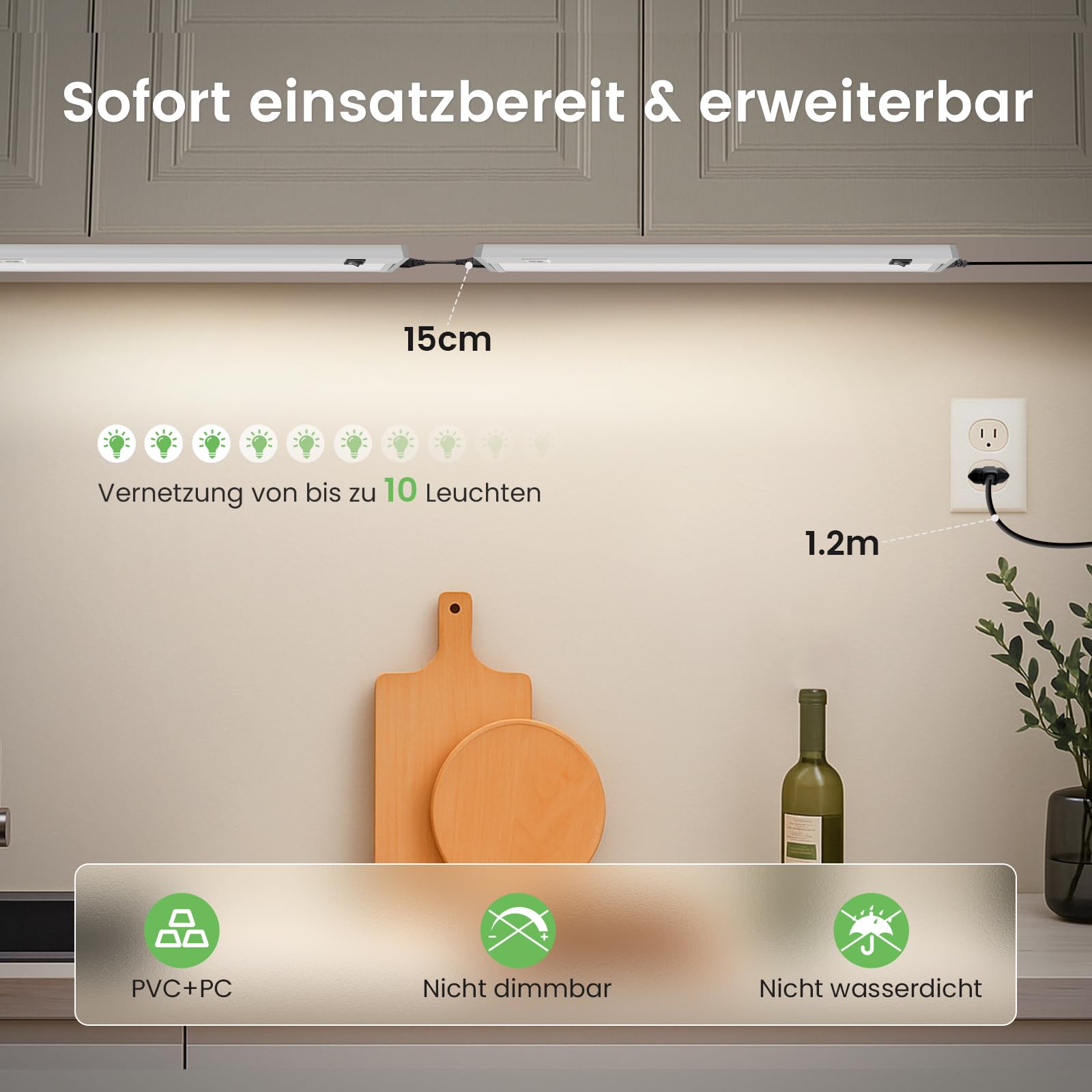 ALUSSO Unterbauleuchte 57cm schwenkbar LED 2 Stück warmweiß