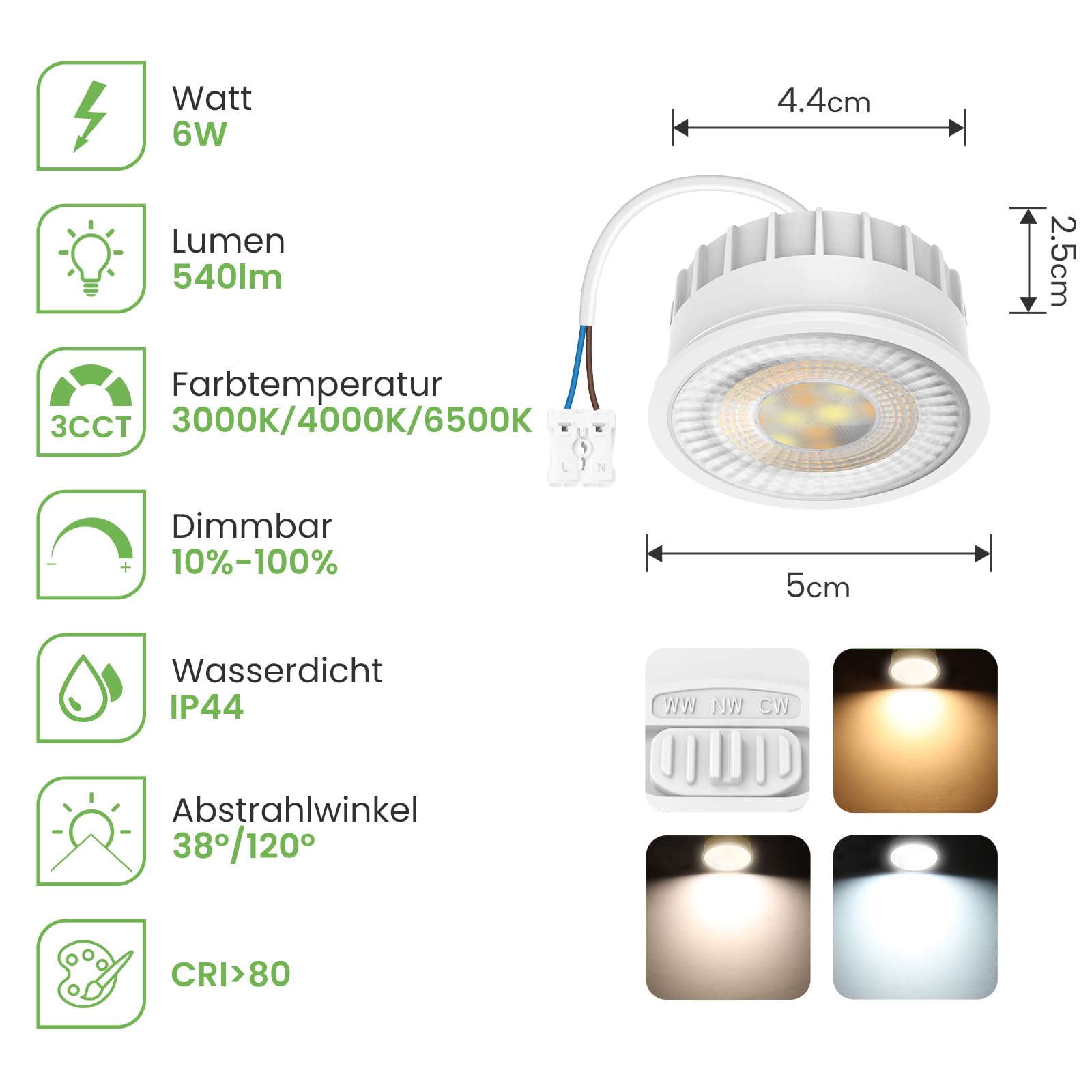 Alusso Bulb LED Modul 6W 3CCT dimmbar Ø50x25mm