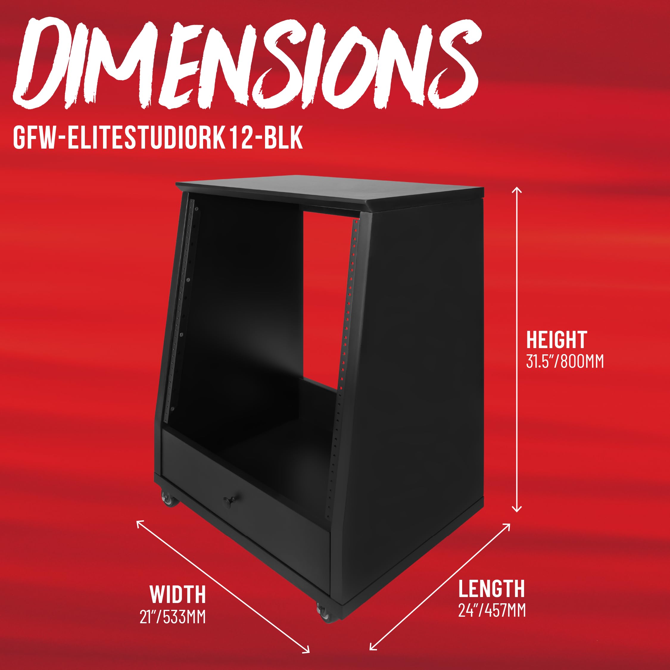 Gator Frameworks Elite GFW-ELITESTUDIORK12-BLK Studio-Rack 12U Schwarz