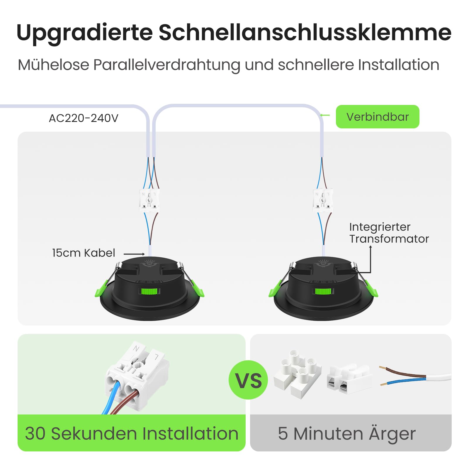 Alusso Einbaustrahler LED dimmbar schwarz 6 Stück IP44